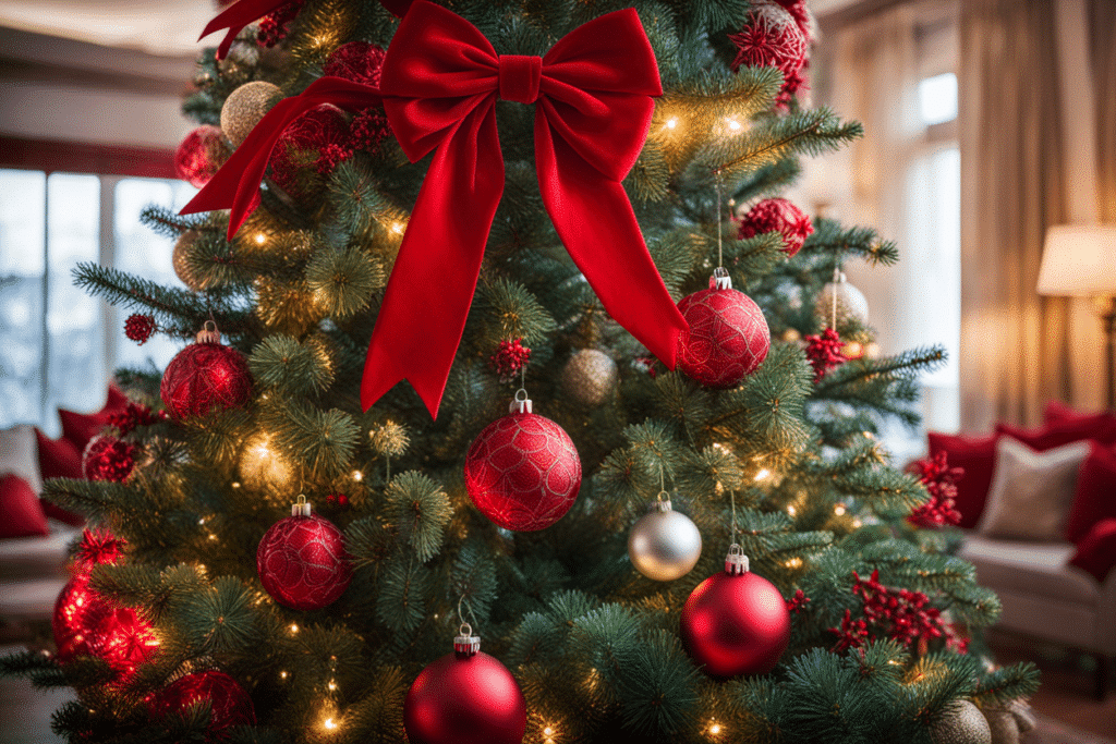 red Christmas tree decorations