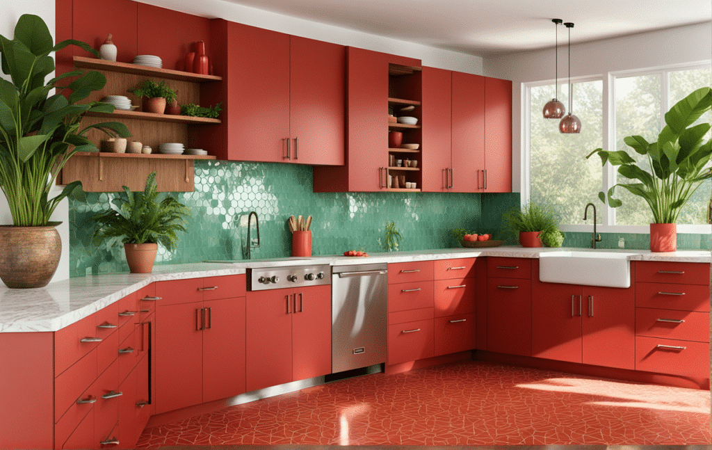 red kitchen cabinets