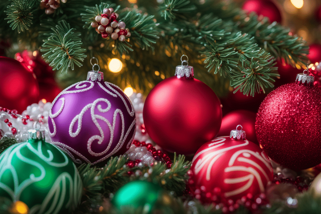 red Christmas tree decorations