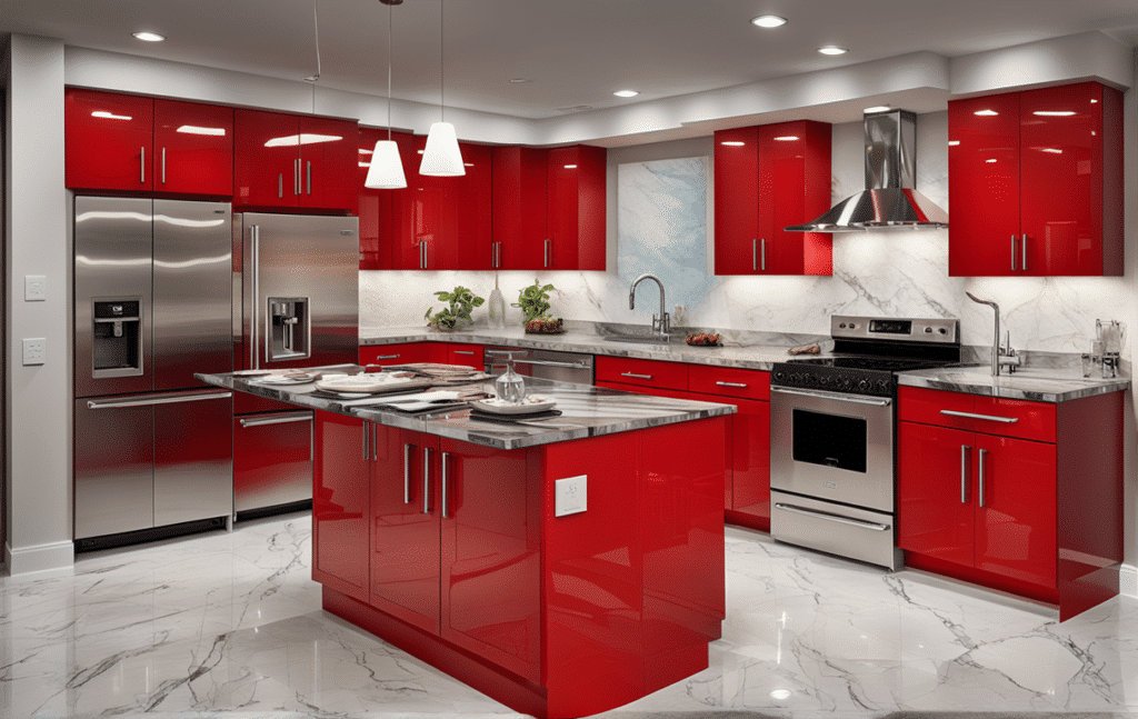 red kitchen cabinets