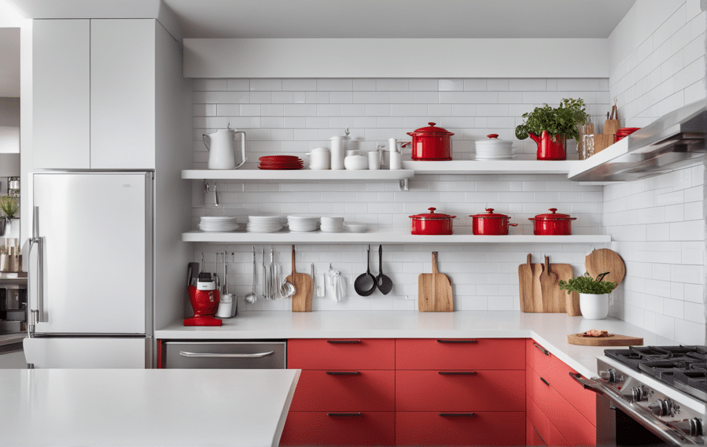 red kitchen cabinets