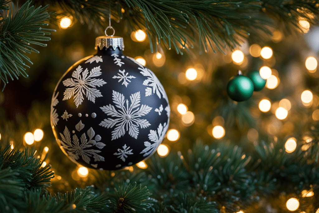 black and white Christmas tree decorations