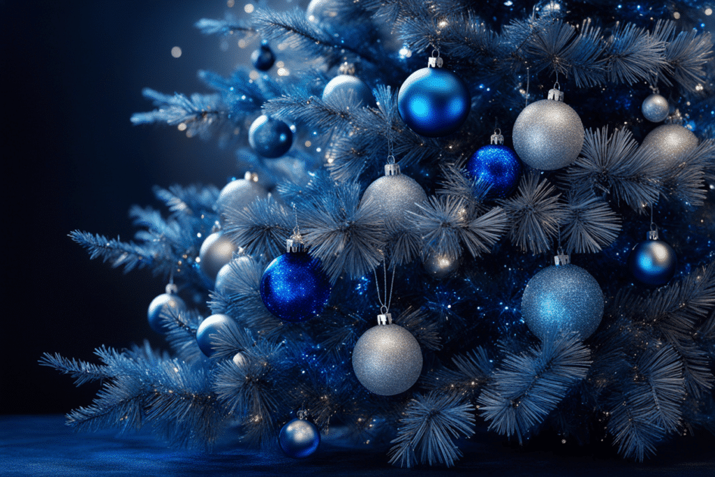 blue Christmas tree decorations