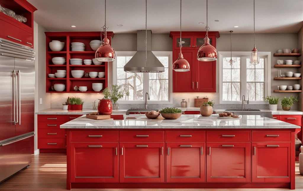 red kitchen cabinets