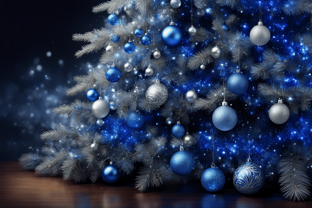 blue Christmas tree decorations