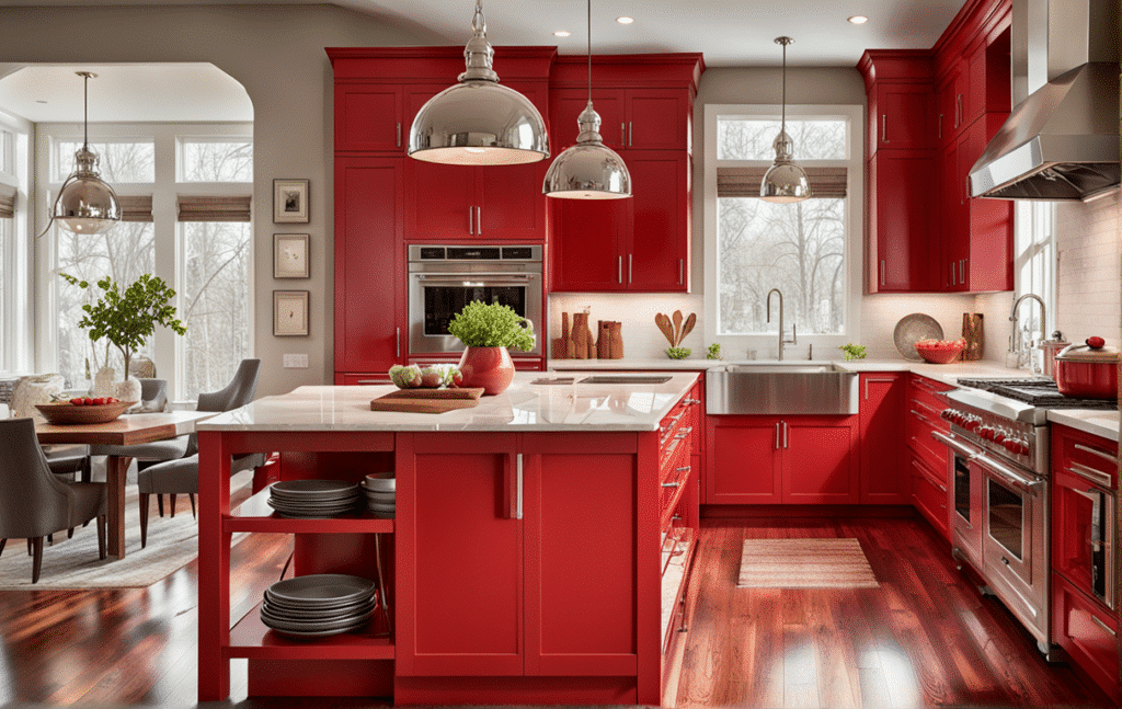 red kitchen cabinets