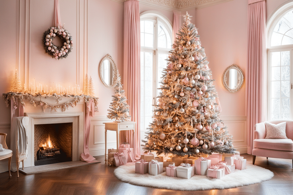 pink Christmas tree decorations