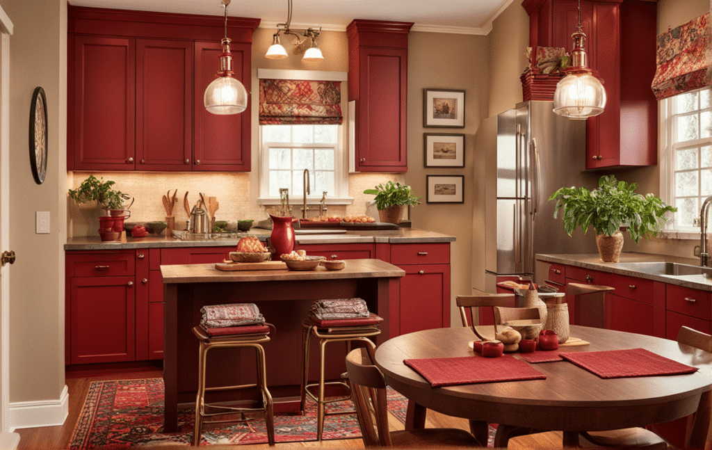 red kitchen cabinets