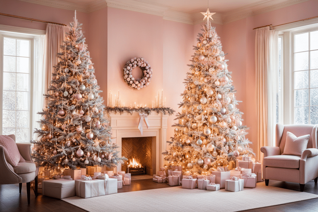 pink Christmas tree decorations