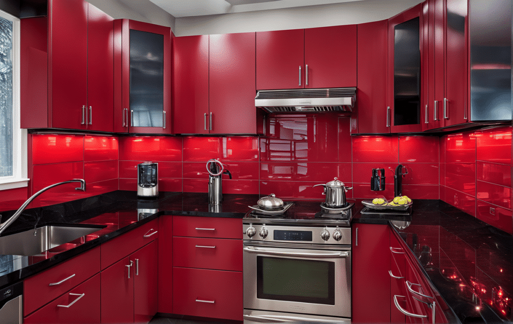 red kitchen cabinets