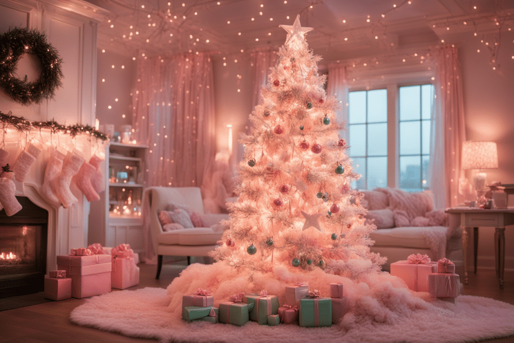 pink Christmas tree decorations