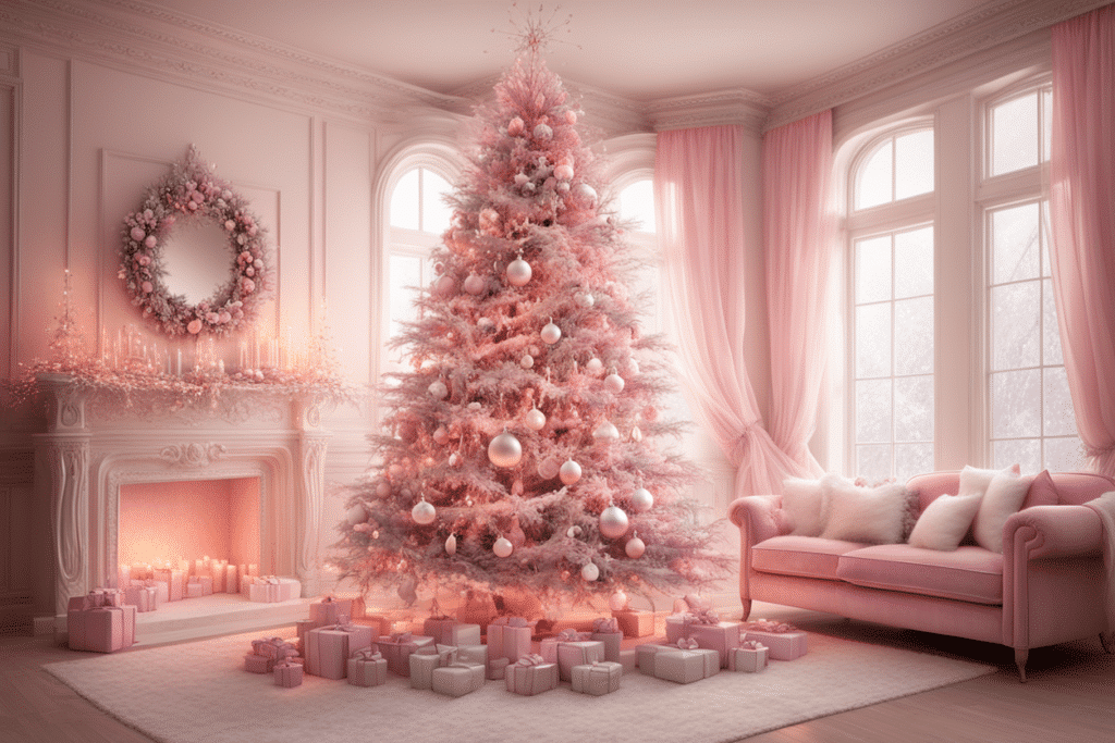 pink Christmas tree decorations 2024