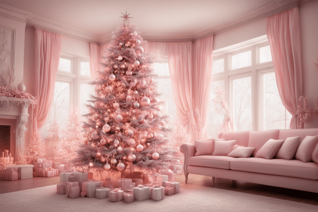 pink Christmas tree decorations 2024