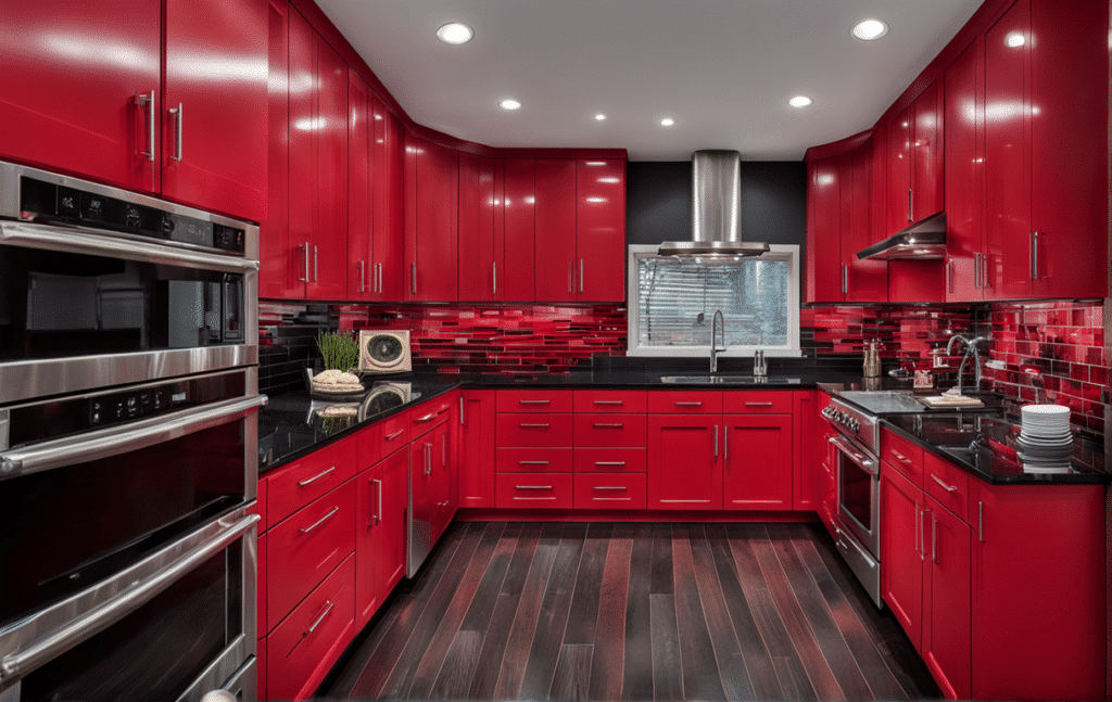 red kitchen cabinets