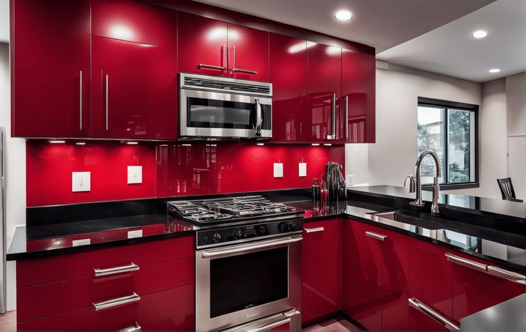 red kitchen cabinets