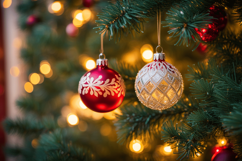 red Christmas tree decorations