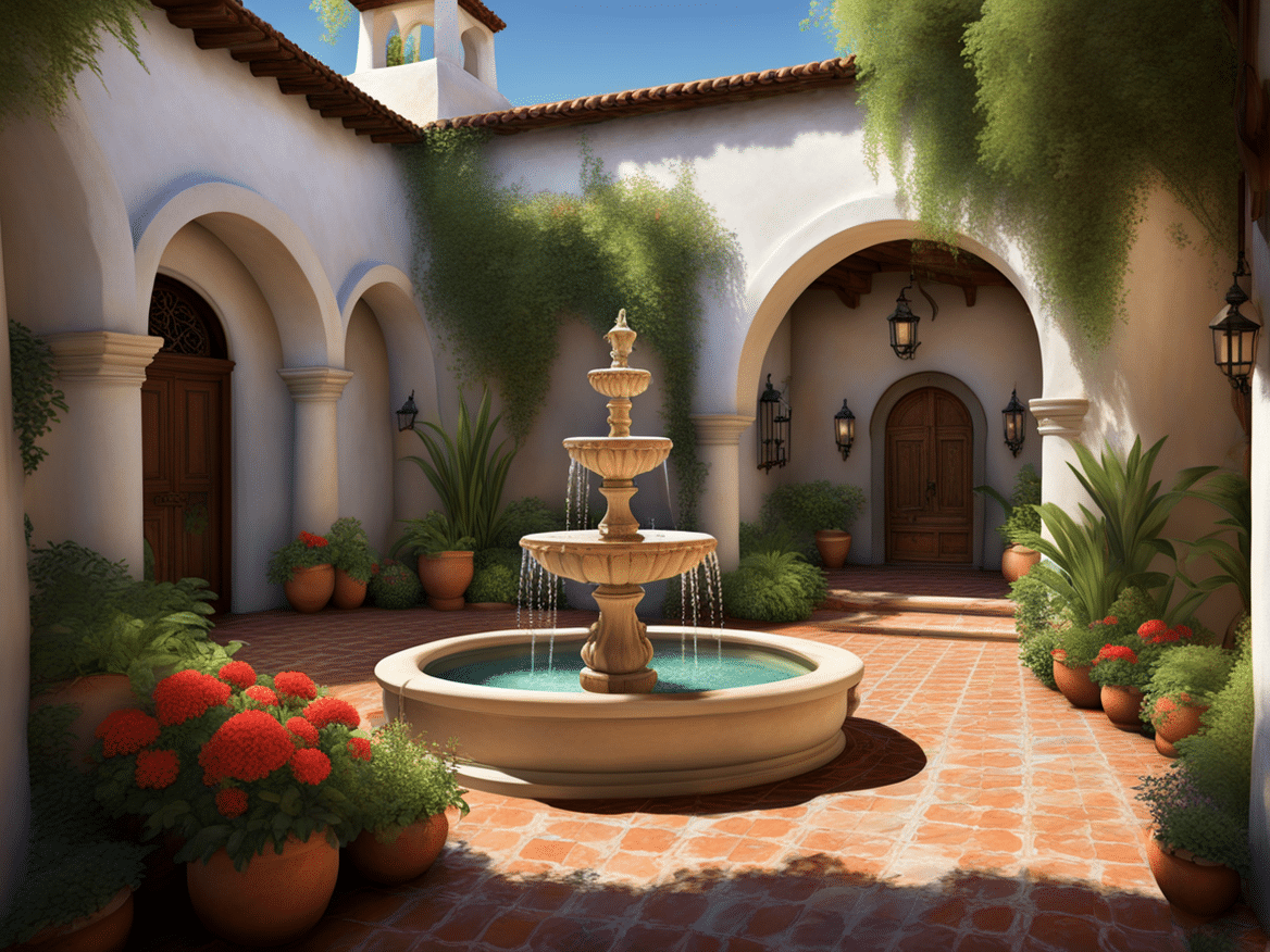 Spanish colonial house courtyard