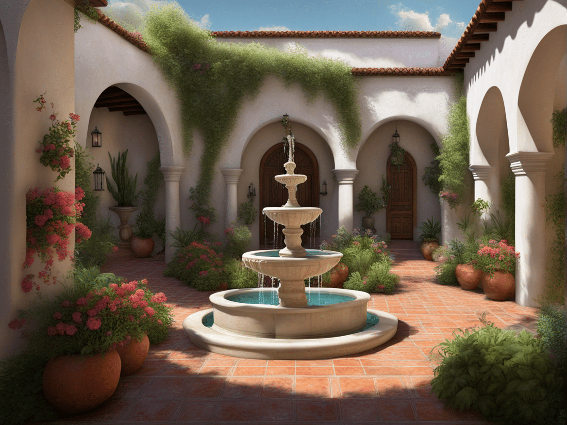 Spanish colonial house courtyard