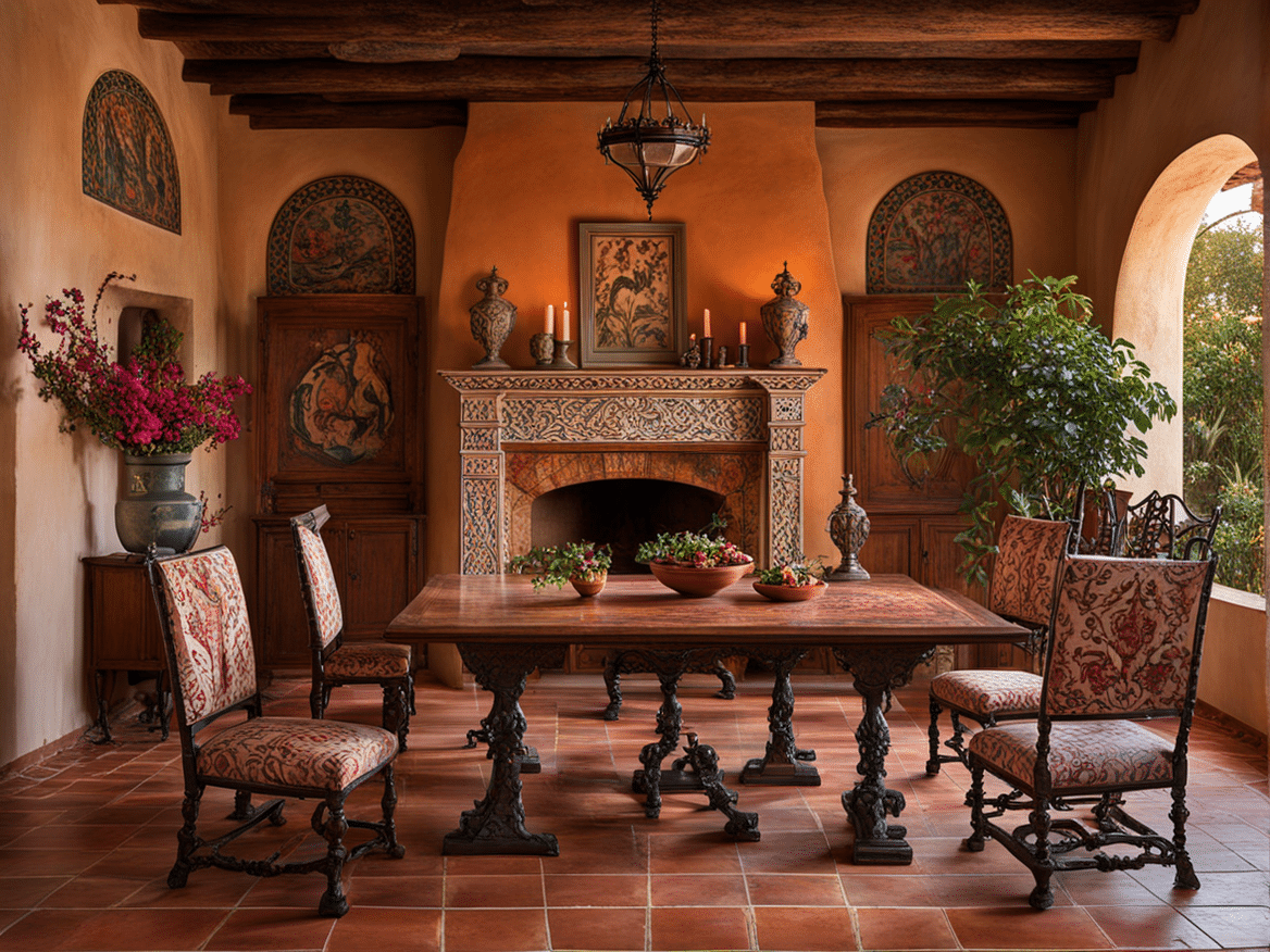 Spanish colonial house dining room