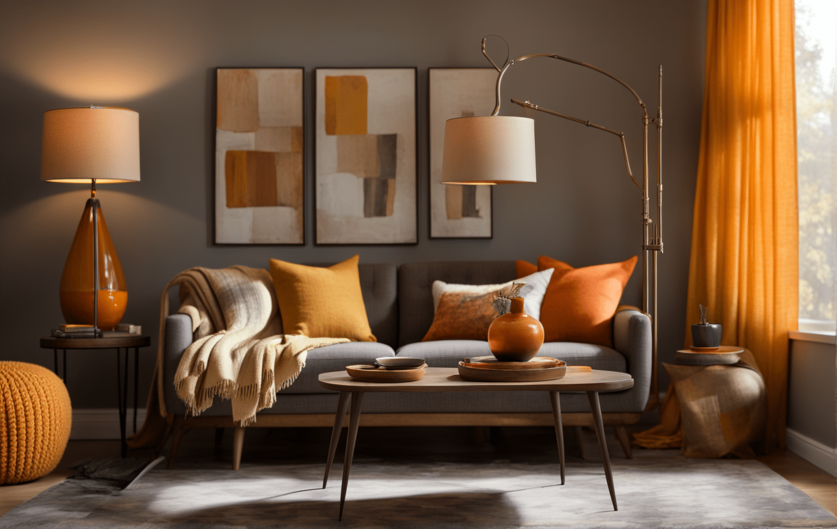 Mid-century modern coffee table and floor lamps