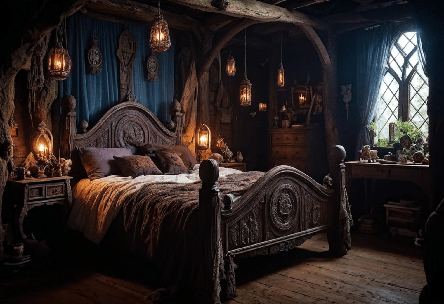 cozy magical dark witchy cottagecore bedroom witch cottage