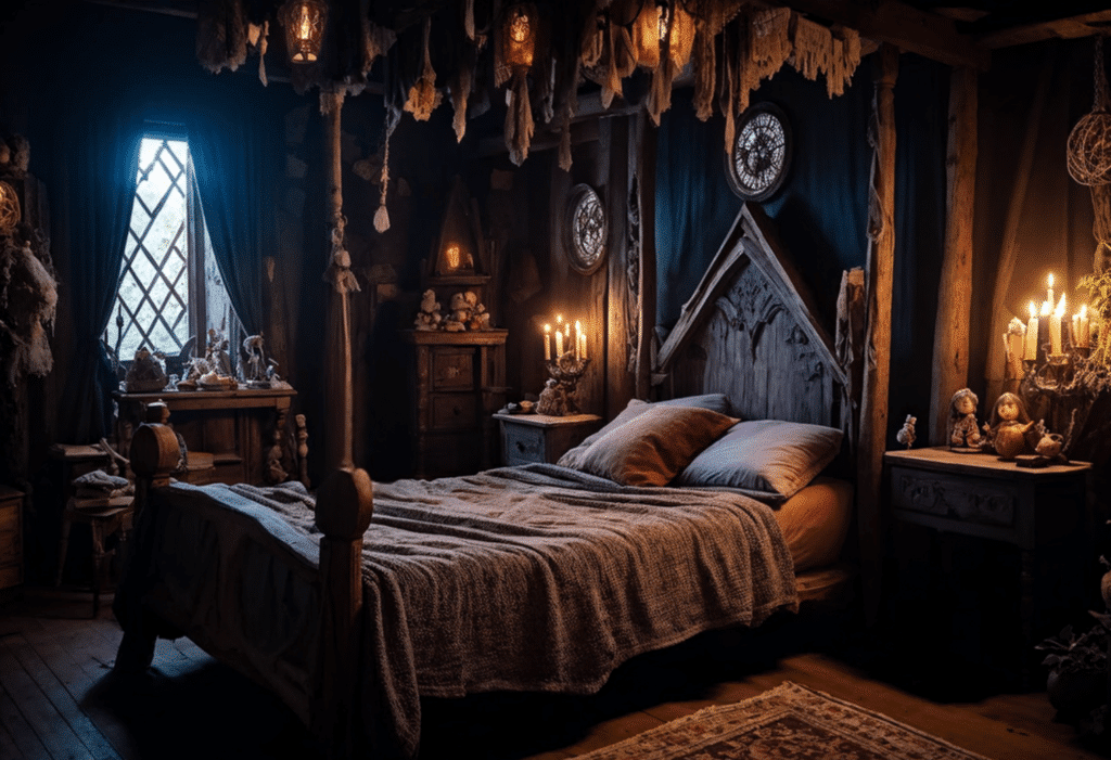 cozy magical dark witchy cottagecore bedroom witch cottage