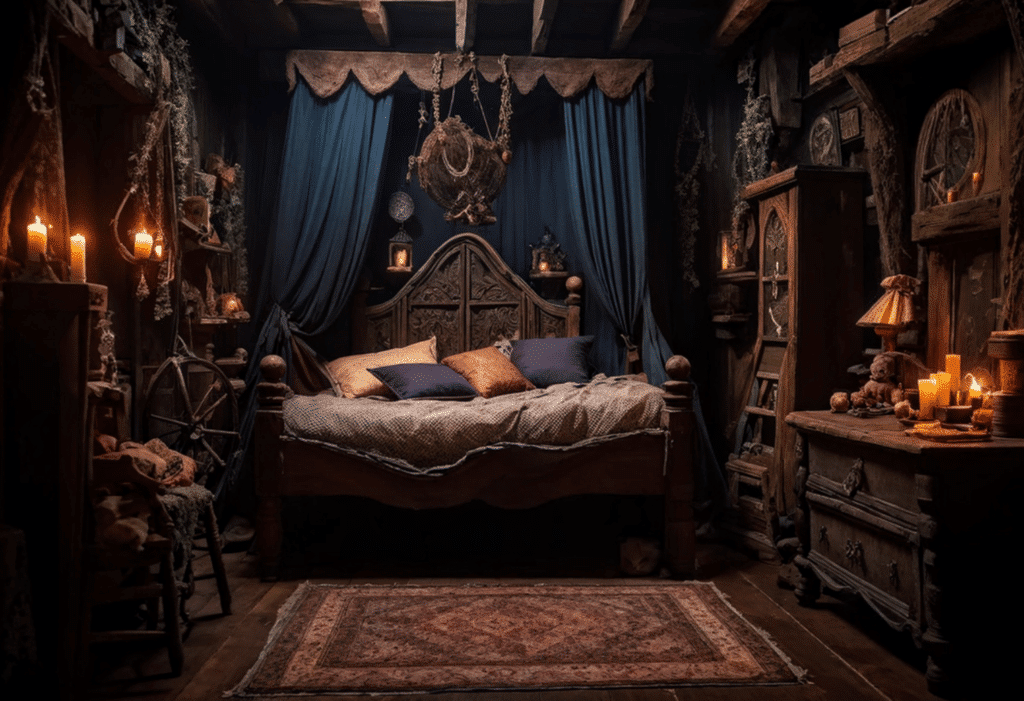 cozy magical dark witchy cottagecore bedroom witch cottage