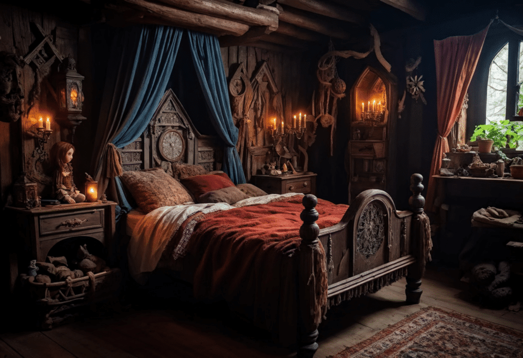 enchanting dark witchy cottagecore bedroom