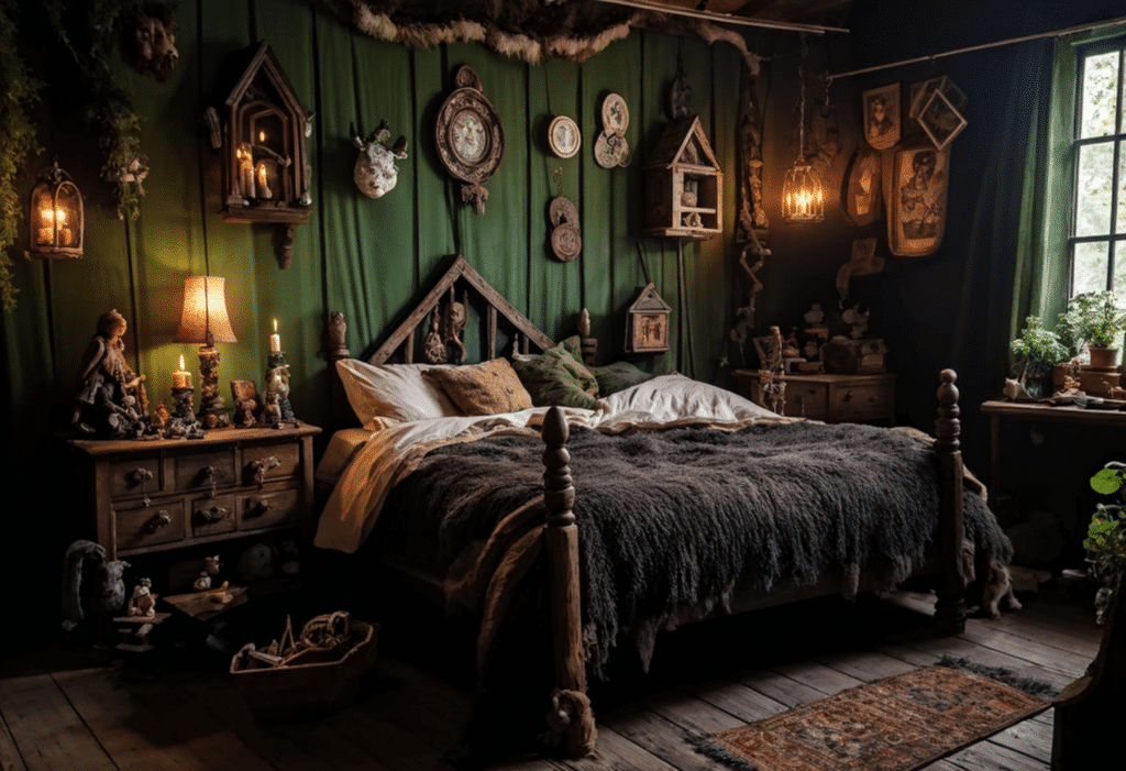 magical dark witchy cottagecore bedroom witch cottage