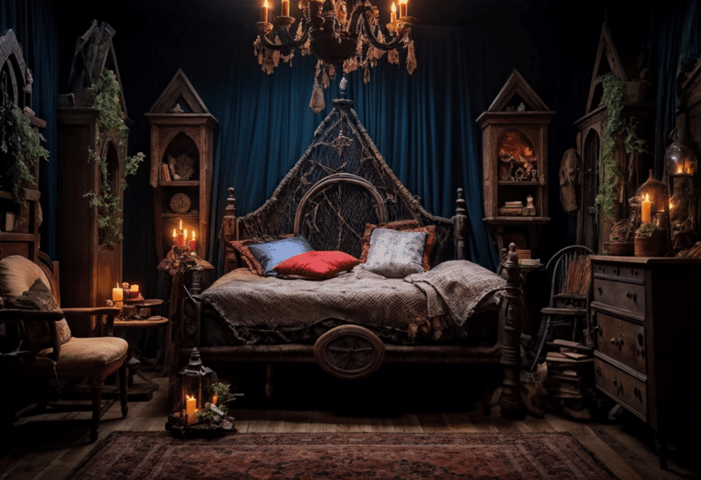 enchanted dark witchy cottagecore bedroom witch cottage