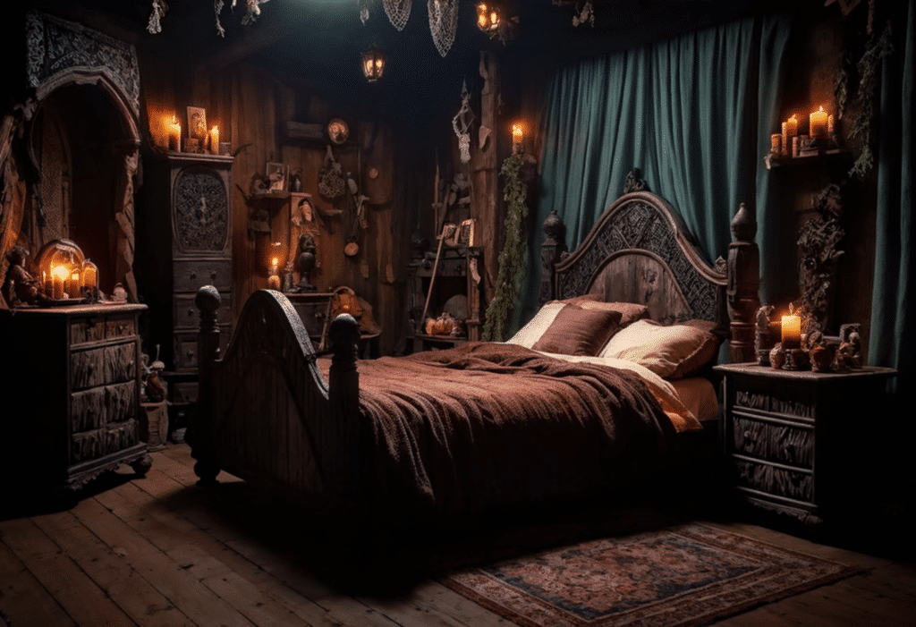 magical dark witchy cottagecore bedroom witch cottage