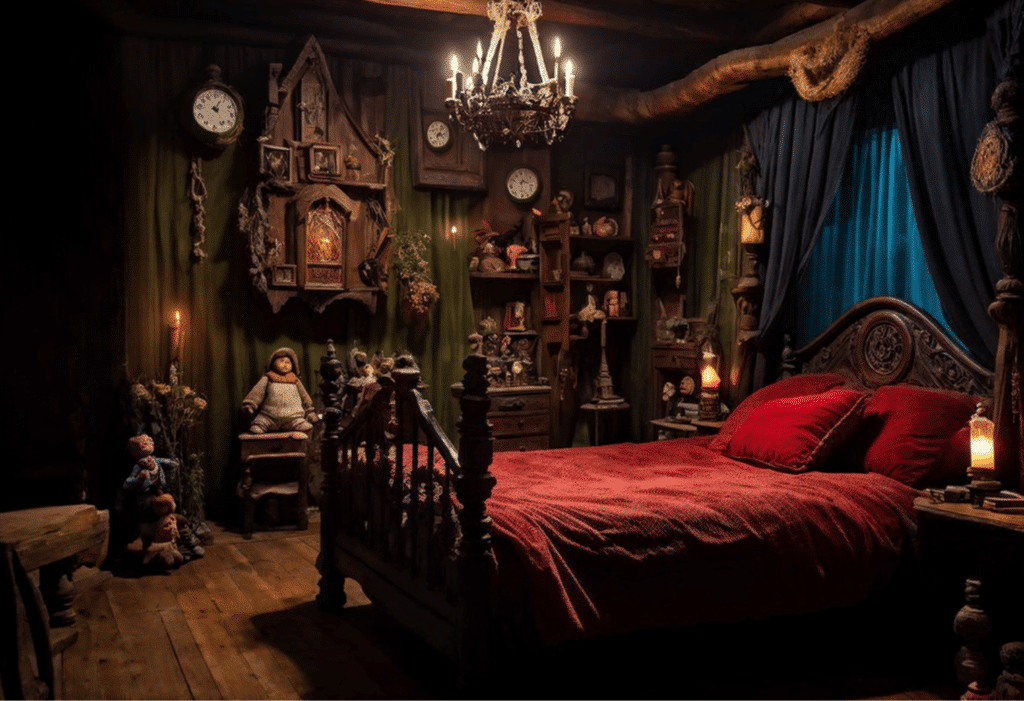 magical dark witchy cottagecore bedroom