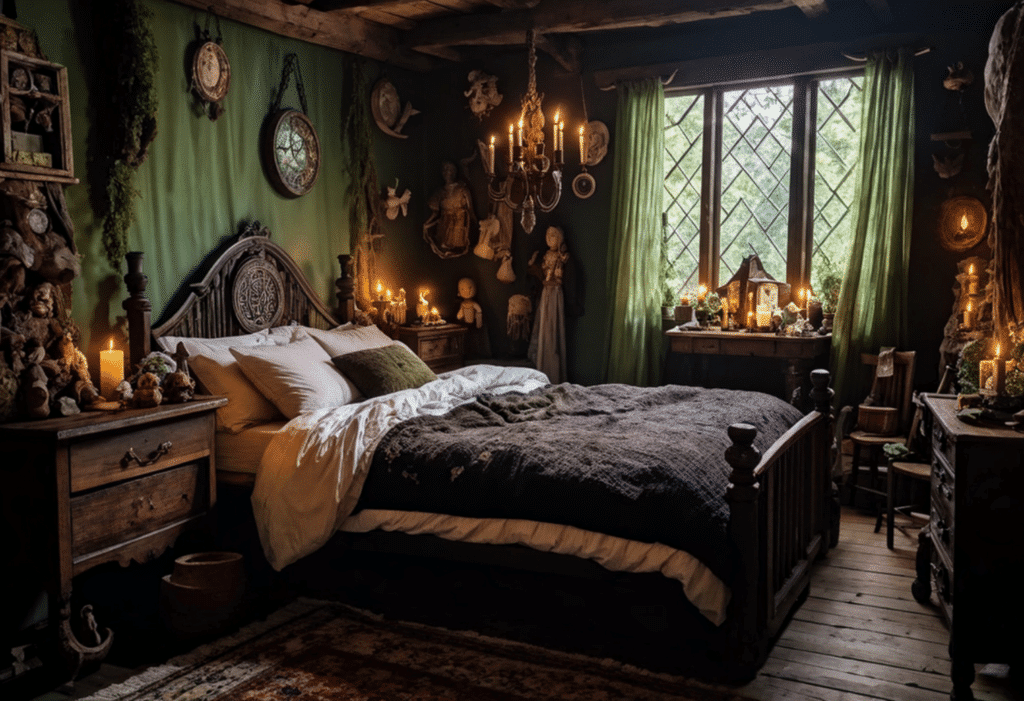 cozy dark witchy cottagecore bedroom witch cottage