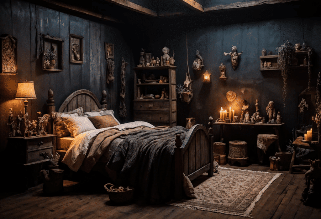 cozy dark witchy cottagecore bedroom witch cottage