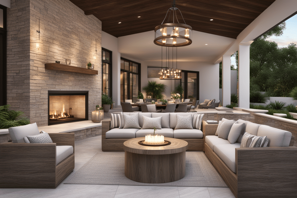 transitional style outdoor living room