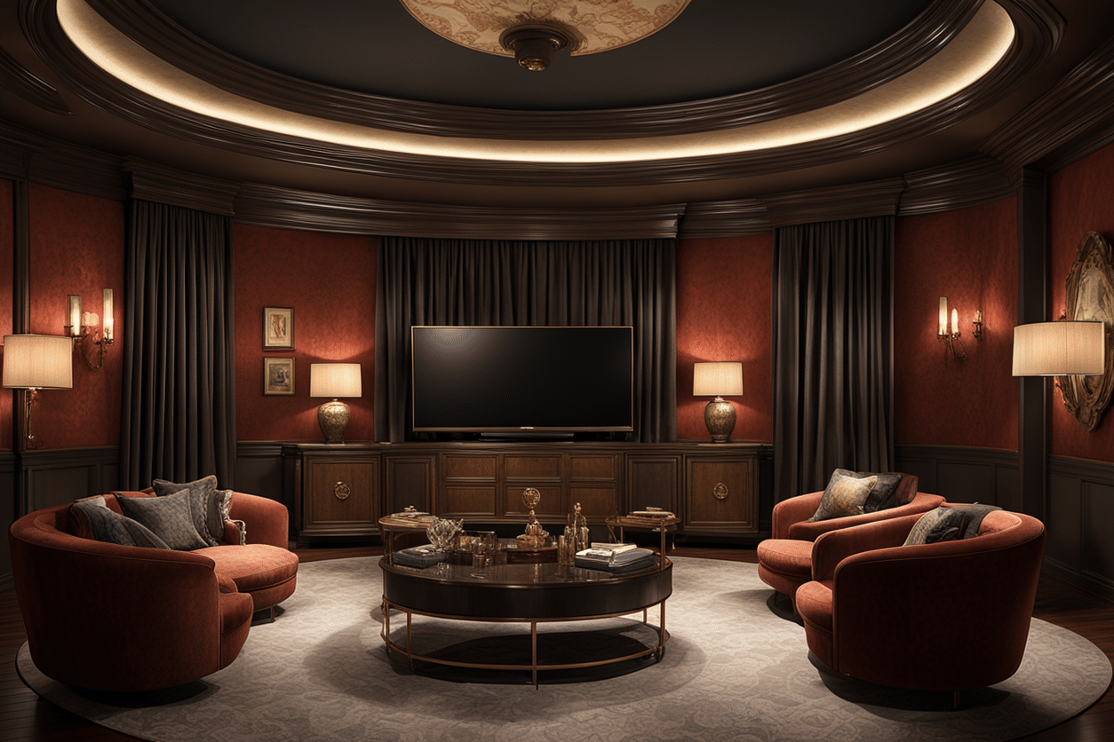 old money style media room