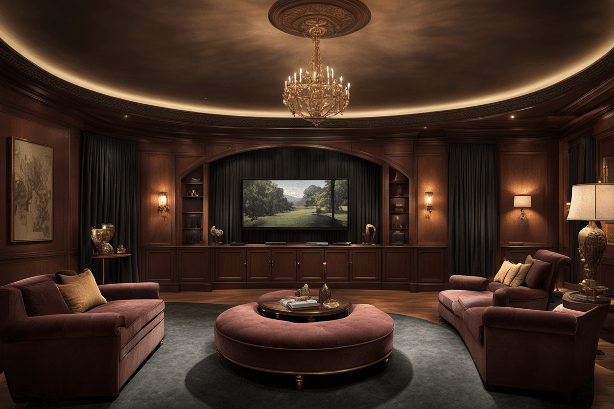 old money style media room