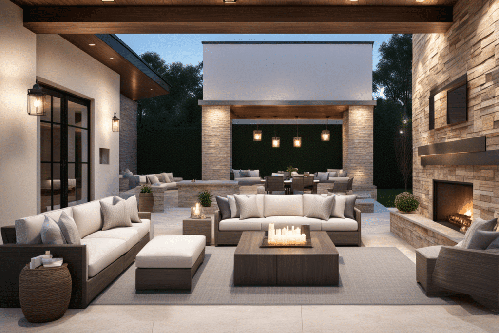 transitional style outdoor living room