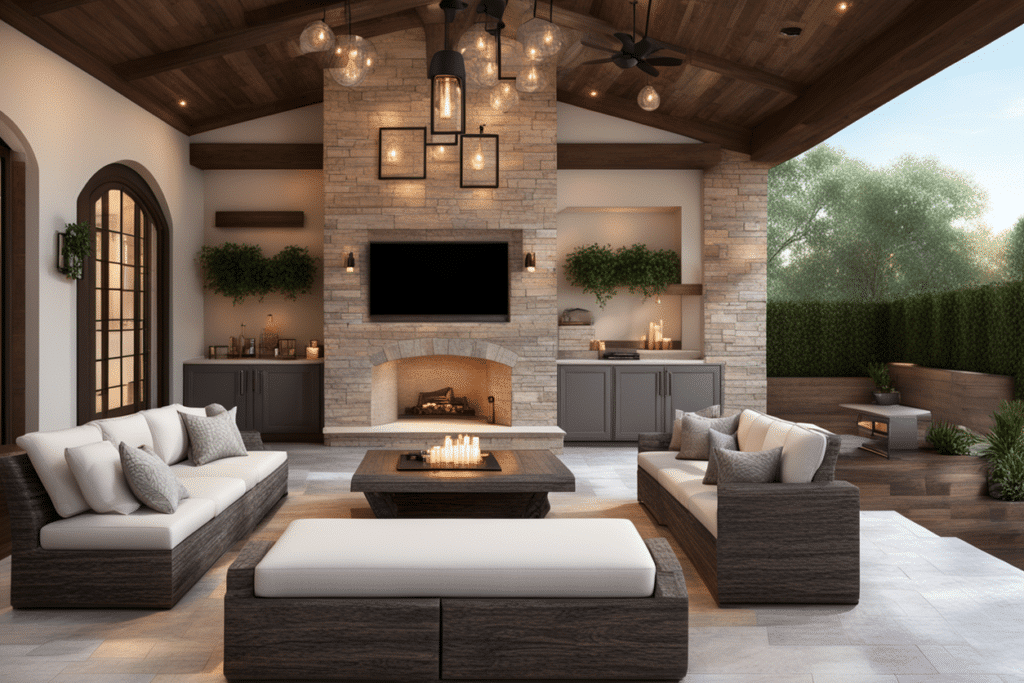 transitional style outdoor living room