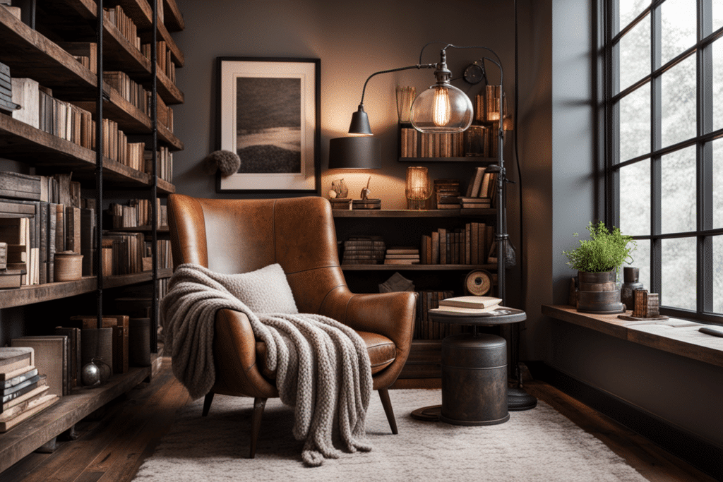 transitional style reading nook