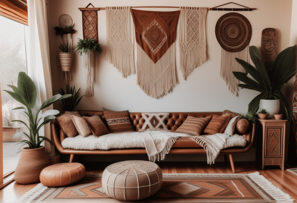 boho interior design living room