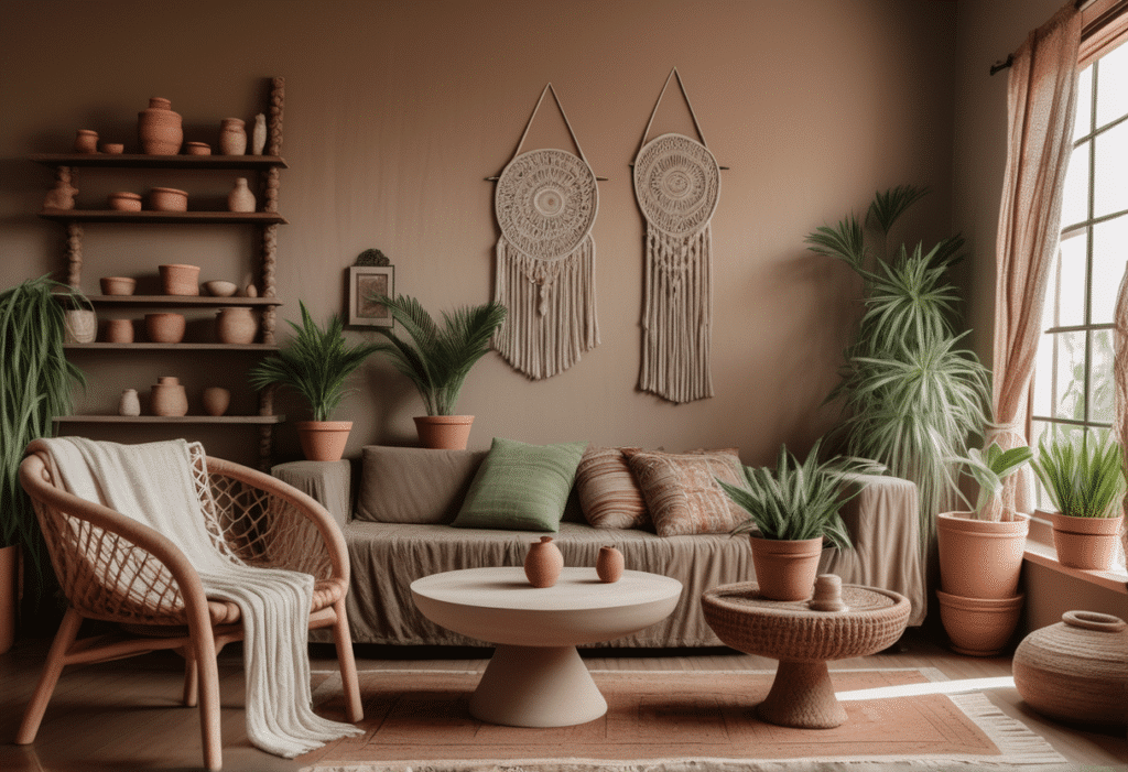 boho interior design living room