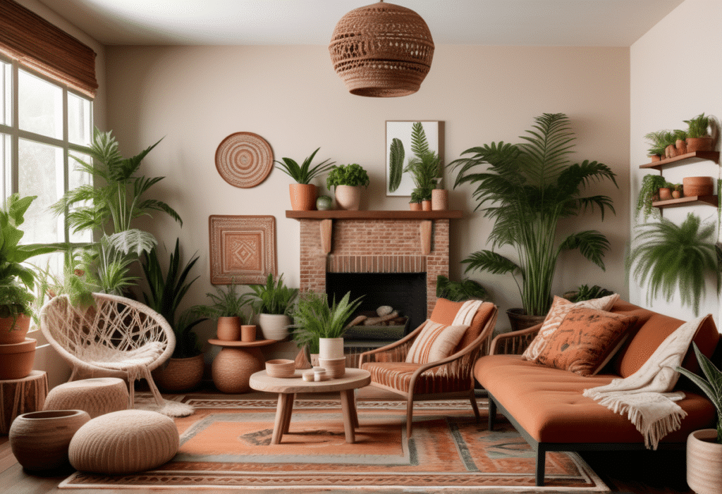 boho interior design living room