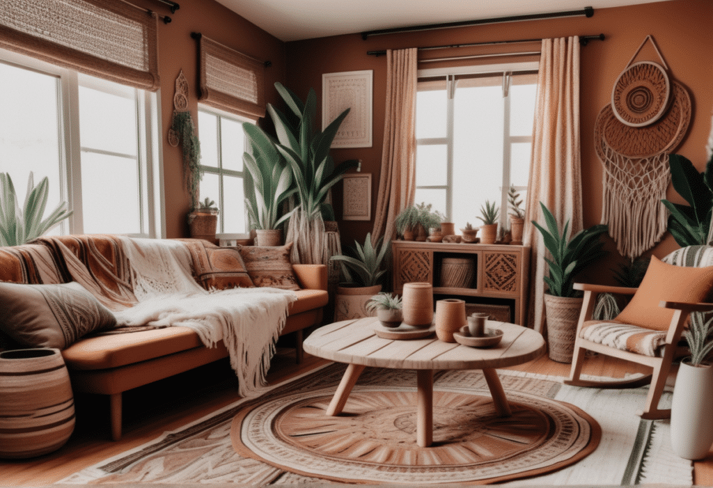 boho interior design living room