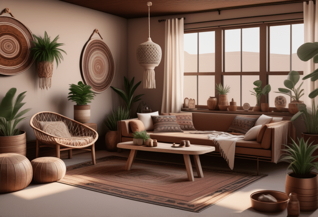 boho interior design living room