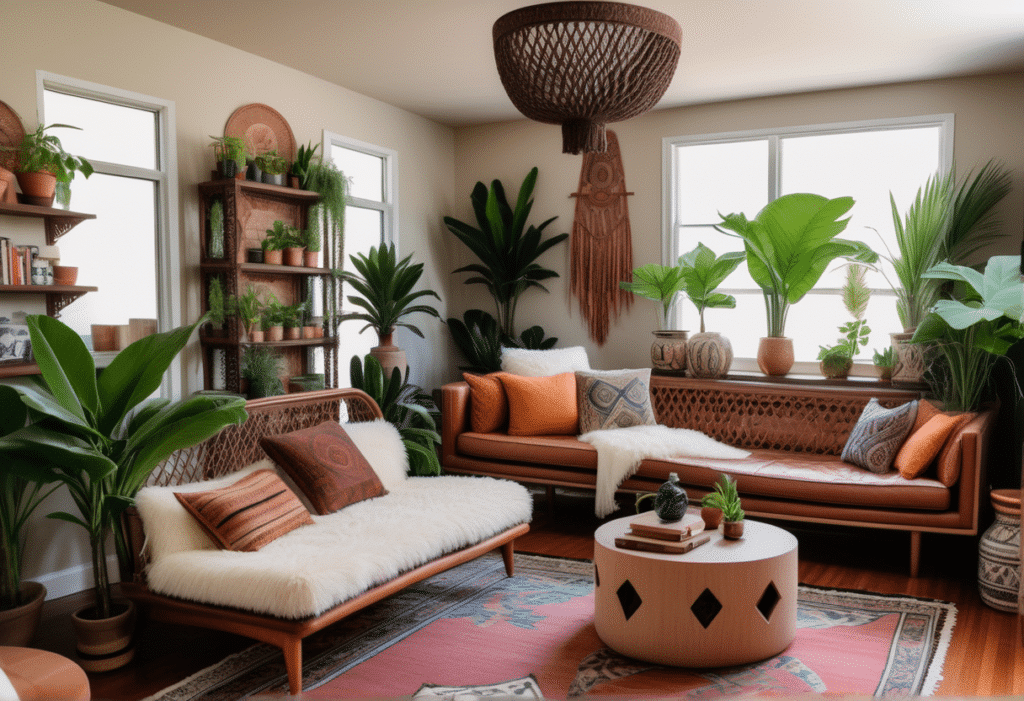 boho interior design living room