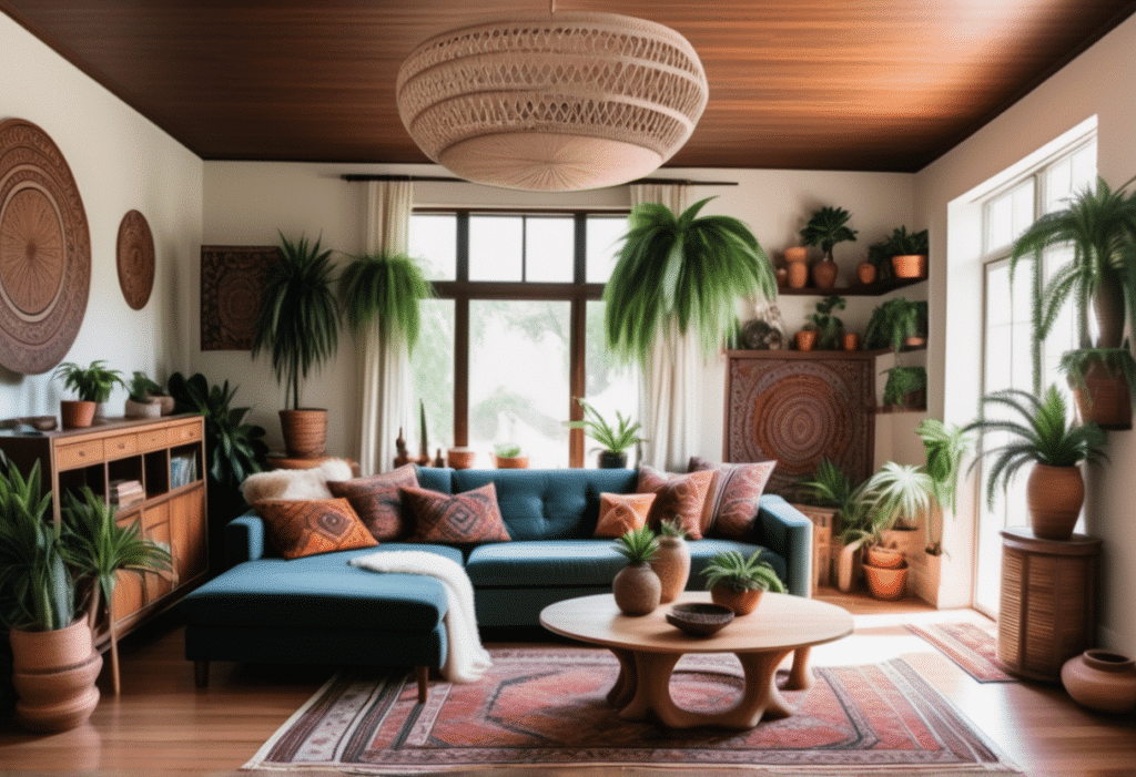 boho interior design living room