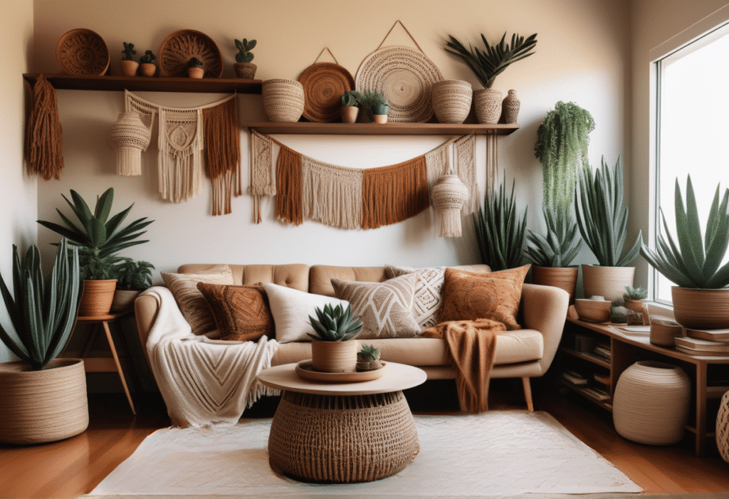 boho interior design living room