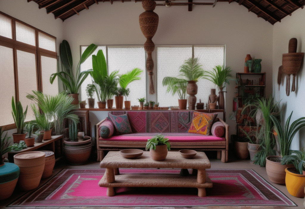 boho interior design living room