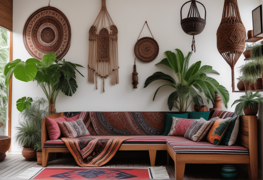 boho interior design living room